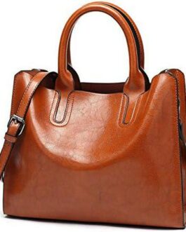 Women Fashion Tote Handbags Lightweight PU Leather Satchel Shoulder Bags Retro Oil Wax Handle Purse
