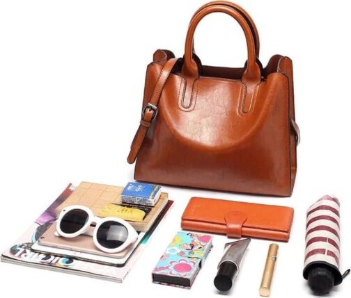 Women Fashion Tote Handbags Lightweight PU Leather Satchel Shoulder Bags Retro Oil Wax Handle Purse - Image 6