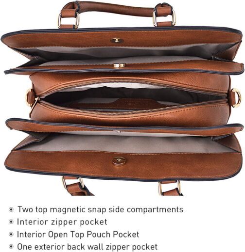 Women Handbag Wallet Tote Bag Shoulder Bag Hobo Bag Top Handle Satchel Purse Set 2pcs w/ 3 Compartments - Image 4