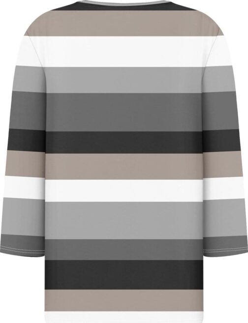 Womens 3/4 Length Sleeve Tops Casual Henley Neck Striped Summer Shirts Loose Fit Three Quarter Sleeve Blouses - Image 5