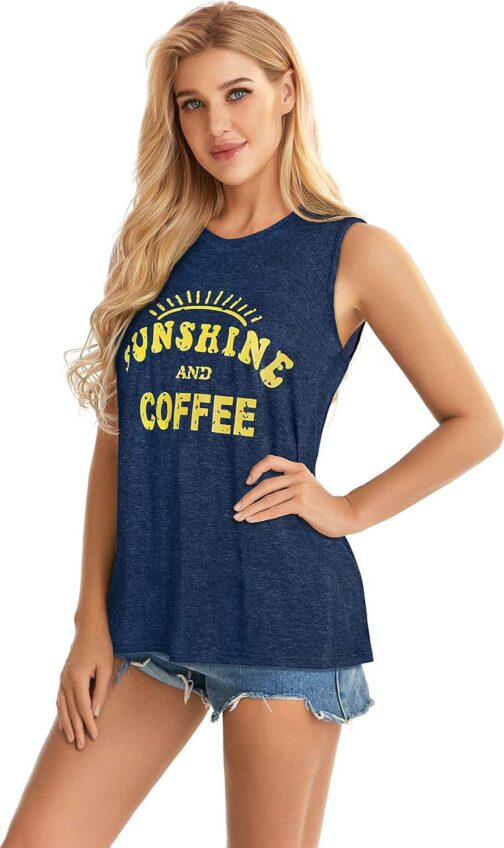 Womens Tank Tops Summer T Shirts Sleeveless Casual Loose Tunic Blouses - Image 4