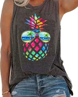 Womens Tank Tops Summer T Shirts Sleeveless Casual Loose Tunic Blouses