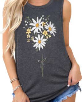 Womens Tank Tops Summer T Shirts Sleeveless Casual Loose Tunic Blouses