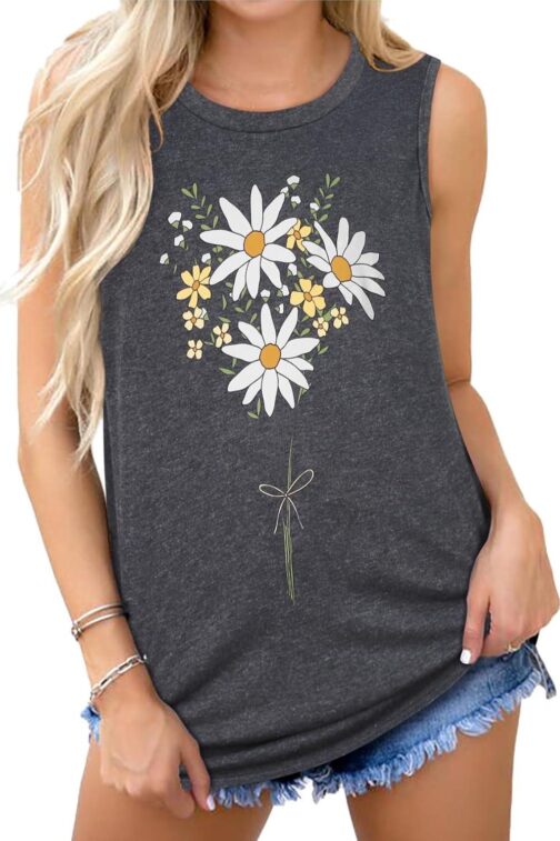 Womens Tank Tops Summer T Shirts Sleeveless Casual Loose Tunic Blouses