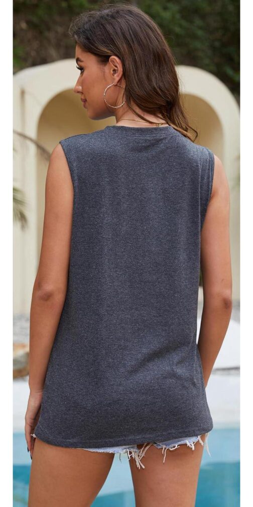 Womens Tank Tops Summer T Shirts Sleeveless Casual Loose Tunic Blouses - Image 7