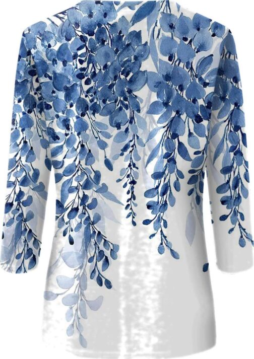 Womens Tops 3/4 Sleeve Crewneck Cute Shirts 2024 Casual Print Trendy Tops Length T Shirt Summer Pullover - Image 2
