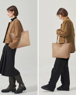 Woven Tote Bag Womens Purse: Vegan Leather Shoulder Handbags – Fashion Summer Beach Tote Bags – Large Travel Totes