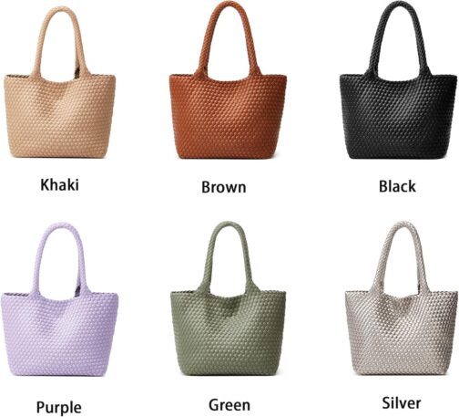 Woven Tote Bag Womens Purse: Vegan Leather Shoulder Handbags - Fashion Summer Beach Tote Bags - Large Travel Totes - Image 7