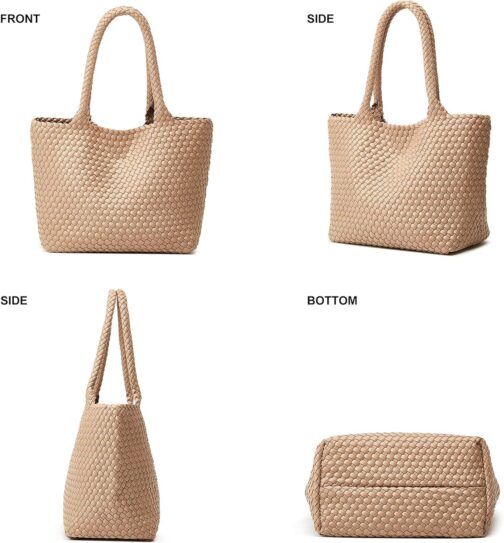 Woven Tote Bag Womens Purse: Vegan Leather Shoulder Handbags - Fashion Summer Beach Tote Bags - Large Travel Totes - Image 6