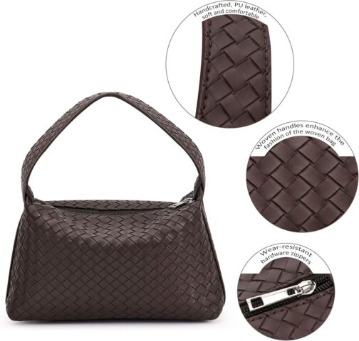 Woven Tote Bag for Women Fashion PU Leather Handbag Hobo Hobe Dumpling Bag Ladies Woven Shoulder Bag - Image 4