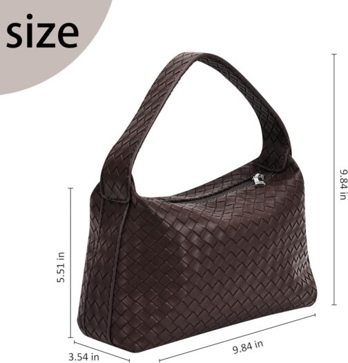 Woven Tote Bag for Women Fashion PU Leather Handbag Hobo Hobe Dumpling Bag Ladies Woven Shoulder Bag - Image 5