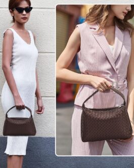 Woven Tote Bag for Women Fashion PU Leather Handbag Hobo Hobe Dumpling Bag Ladies Woven Shoulder Bag