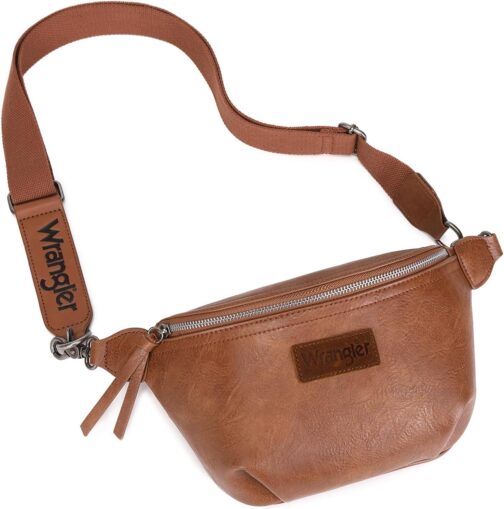 Wrangler Fanny Pack Crossbody Sling Bag for Women Waist Bag Travel Belt Bags Bum Bag Gifts for Women Men