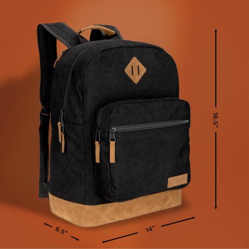 Wrangler Yellowstone Sturdy Backpack for Travel Classic Logo Water Resistant Casual Daypack for Travel with Padded Laptop Notebook Sleeve (Black Corduroy) - Image 3
