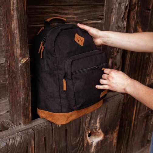 Wrangler Yellowstone Sturdy Backpack for Travel Classic Logo Water Resistant Casual Daypack for Travel with Padded Laptop Notebook Sleeve (Black Corduroy) - Image 6