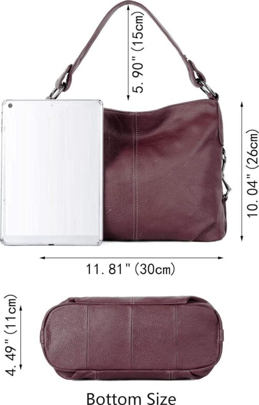 YALUXE Genuine Leather Shoulder Bag Stylish Hobo Purse Womens Crossbody Bag Travel Top-Handle Handbag Christmas Gifts - Image 6