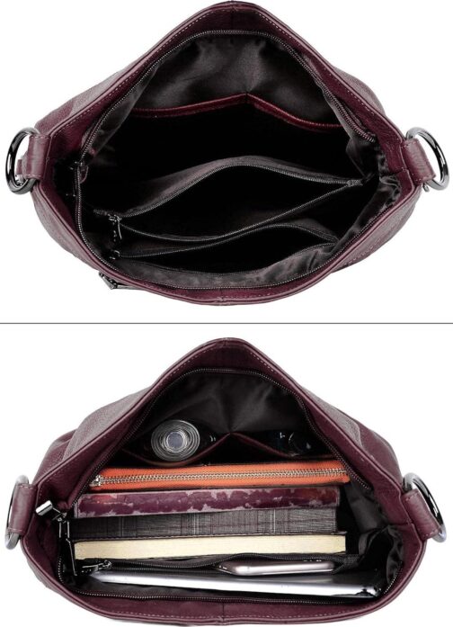 YALUXE Genuine Leather Shoulder Bag Stylish Hobo Purse Womens Crossbody Bag Travel Top-Handle Handbag Christmas Gifts - Image 4