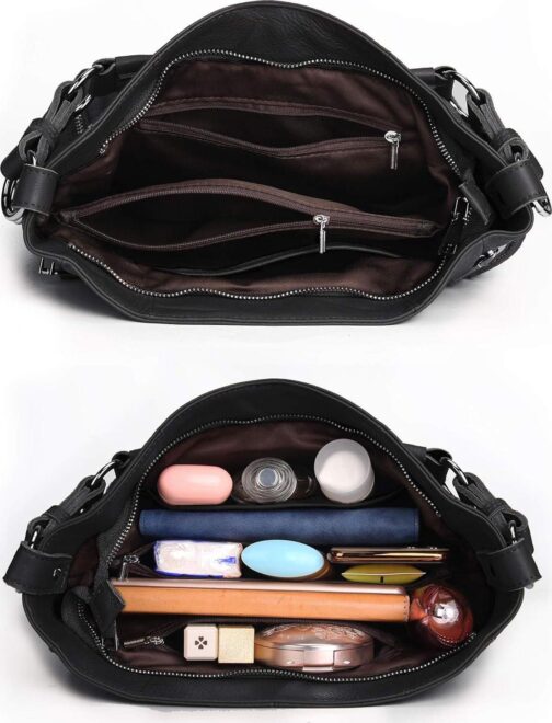 YALUXE Genuine Leather Shoulder Bag Stylish Hobo Purse Womens Crossbody Bag Travel Top-Handle Handbag Christmas Gifts - Image 4
