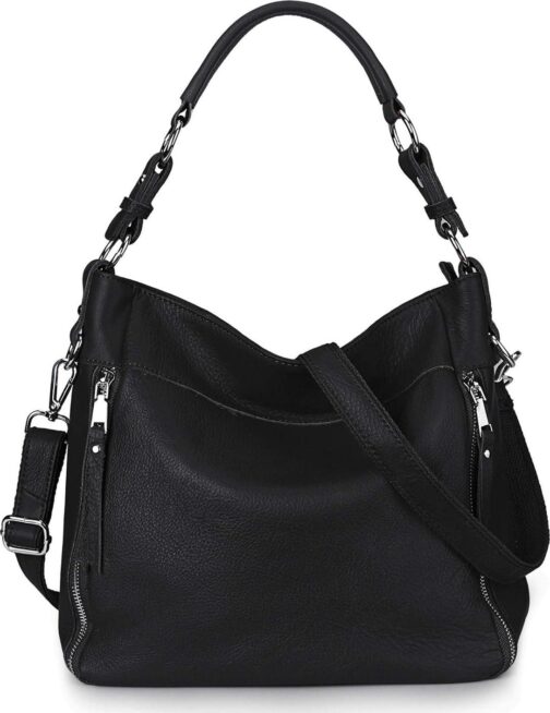 YALUXE Genuine Leather Shoulder Bag Stylish Hobo Purse Womens Crossbody Bag Travel Top-Handle Handbag Christmas Gifts