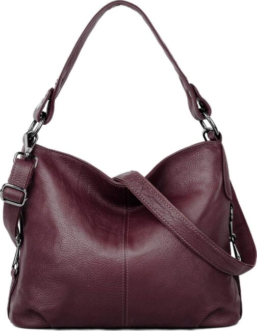 YALUXE Genuine Leather Shoulder Bag Stylish Hobo Purse Womens Crossbody Bag Travel Top-Handle Handbag Christmas Gifts