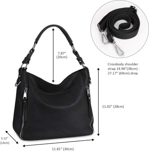 YALUXE Genuine Leather Shoulder Bag Stylish Hobo Purse Womens Crossbody Bag Travel Top-Handle Handbag Christmas Gifts - Image 6