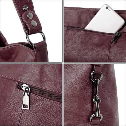 YALUXE Genuine Leather Shoulder Bag Stylish Hobo Purse Womens Crossbody Bag Travel Top-Handle Handbag Christmas Gifts - Image 5