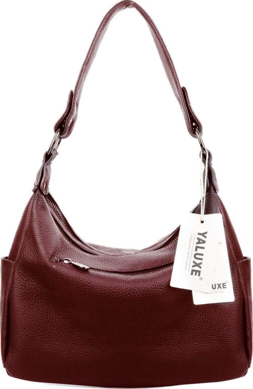 YALUXE Women's Genuine Leather Shoulder Bags Hobo Handbags Purses with Double Zipper Pockets and Crossbody Strap - Image 7