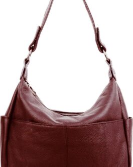 YALUXE Women’s Genuine Leather Shoulder Bags Hobo Handbags Purses with Double Zipper Pockets and Crossbody Strap