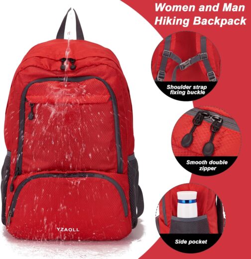 YZAOLL 30L Lightweight Packable Travel Hiking Backpack Daypack Foldable Backpack Water Resistant Daypack for Women Men - Image 2