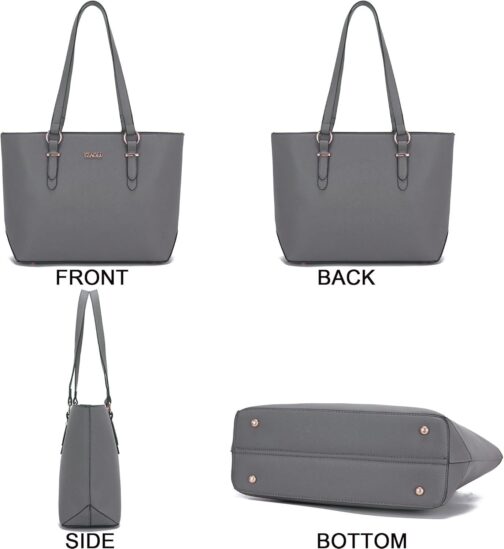 YZAOLL Purses for Women Faux Leather Medium Large Tote Satchel Shoulder Purse Handbag Wallet set - Image 6