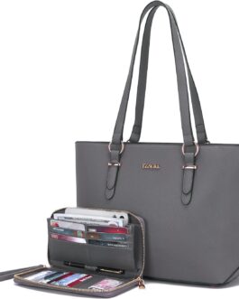 YZAOLL Purses for Women Faux Leather Medium Large Tote Satchel Shoulder Purse Handbag Wallet set