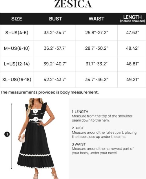 ZESICA Women's Summer Sleeveless Ruffle Dresses 2024 Square Neck Backless Boho Flowy Maxi Sundress with Pockets - Image 6