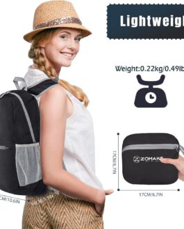 ZOMAKE Ultra Lightweight Hiking Backpack 20L – Packable Small Backpacks Water Resistant Daypack for Women Men(Black)