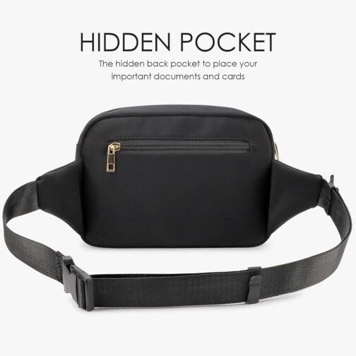 ZORFIN Fanny Packs for Women Men, Belt Bag with 5 Zipper Pockets, Fashion Waist Pack Crossbody Bag with Adjustable Belt for Travel/Shopping/Hiking/Running/Cycling (Black) - Image 5