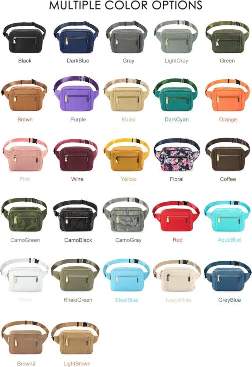 ZORFIN Fanny Packs for Women Men, Belt Bag with 5 Zipper Pockets, Fashion Waist Pack Crossbody Bag with Adjustable Belt for Travel/Shopping/Hiking/Running/Cycling (Black) - Image 7