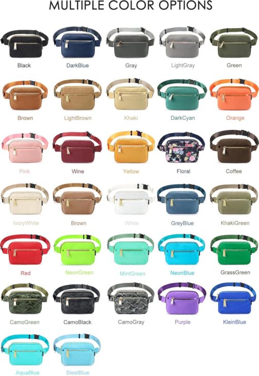 ZORFIN Fanny Packs for Women Men: Crossbody Belt Bag with Adjustable Strap - Fashion Waist Packs for Workout Running Traveling Hiking Black - Image 8