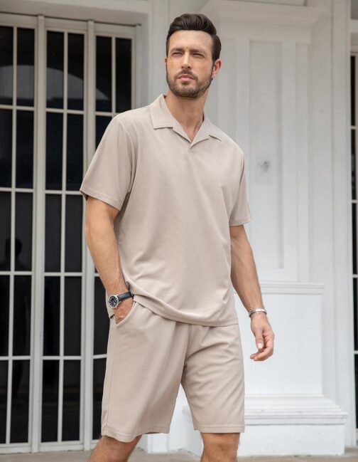 ZPB Mens Polo Shirt and Shorts Set Summer Outfits 2 Piece Fashion Casual Tracksuits Short Sleeve Polo Suit - Image 3