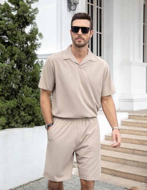 ZPB Mens Polo Shirt and Shorts Set Summer Outfits 2 Piece Fashion Casual Tracksuits Short Sleeve Polo Suit - Image 5