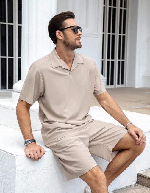 ZPB Mens Polo Shirt and Shorts Set Summer Outfits 2 Piece Fashion Casual Tracksuits Short Sleeve Polo Suit - Image 2
