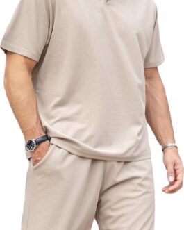 ZPB Mens Polo Shirt and Shorts Set Summer Outfits 2 Piece Fashion Casual Tracksuits Short Sleeve Polo Suit