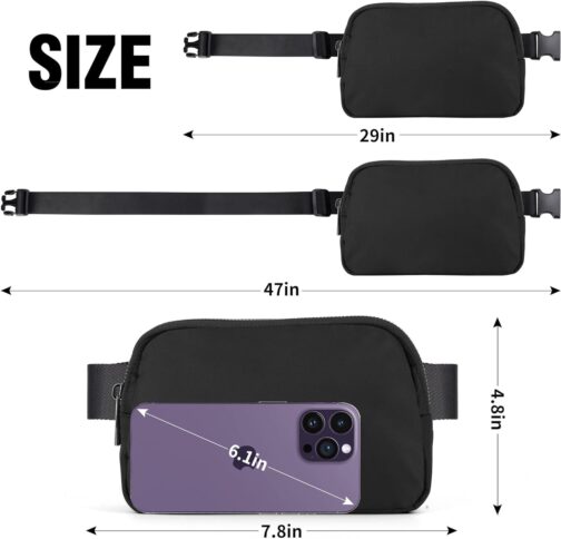ZPN Mini Fanny Pack Black Belt Bag for Women and Men, Fashionable Waterproof Waist Pack with Adjustable Strap for Traveling, Hiking, Jogging, Cycling - Image 4