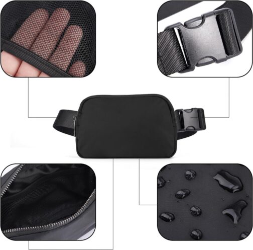 ZPN Mini Fanny Pack Black Belt Bag for Women and Men, Fashionable Waterproof Waist Pack with Adjustable Strap for Traveling, Hiking, Jogging, Cycling - Image 7