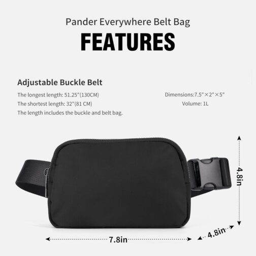 ZPN Mini Fanny Pack Black Belt Bag for Women and Men, Fashionable Waterproof Waist Pack with Adjustable Strap for Traveling, Hiking, Jogging, Cycling - Image 5