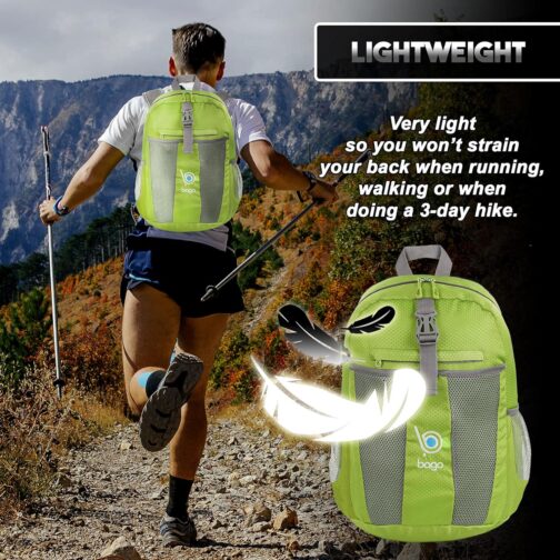 bago Lightweight Small Hiking Backpack for Women and Men - 25L Travel Day Pack - Foldable Hiking Daypack Ultralight for Camping Outdoor Sports - Day Bag Packable Backpack for Travel (Green) - Image 5