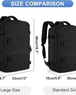 coofay Large Travel Backpack For Women Men Airline Approved Carry On Flight Luggage Waterproof Sports Casual Daypack Small For Hiking Black