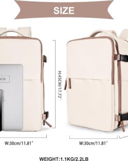 coowoz Travel Backpack For Women Men Airline Approved,Beige Brown Carry On Backpack,Large Hiking Backpack Waterproof Outdoor Sports Rucksack Casual Daypack Fit 15.6 Inch Laptop Backpack