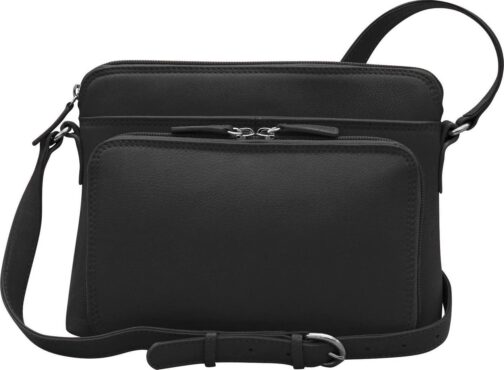 ili New York - Leather Shoulder Handbag w/Side Organizer - Soft, Smooth Leather Handbag w/RFID Blocking Lining
