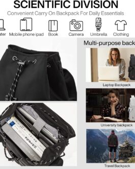 mixi Travel Laptop Backpack for Women and Men Carry On Backpack fits 16” Laptop, Waterproof Lightweight Casual Hiking Weekender Bags Rucksack,17 Inch, Knight Black