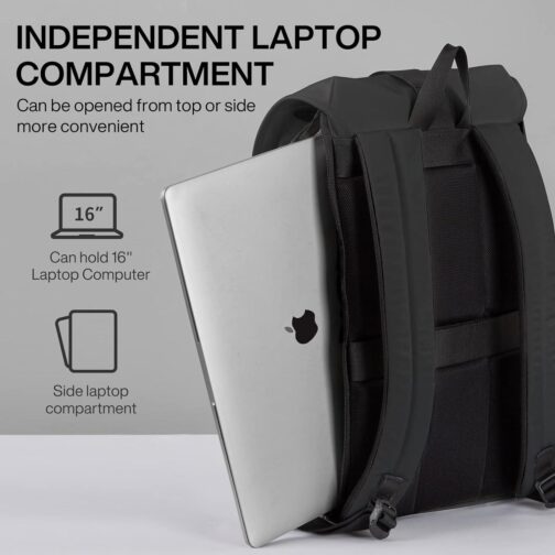 mixi Travel Laptop Backpack for Women and Men Carry On Backpack fits 16'' Laptop, Waterproof Lightweight Casual Hiking Weekender Bags Rucksack,17 Inch, Knight Black - Image 3