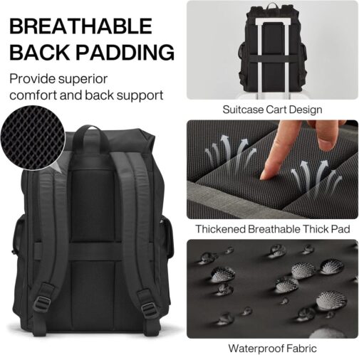mixi Travel Laptop Backpack for Women and Men Carry On Backpack fits 16'' Laptop, Waterproof Lightweight Casual Hiking Weekender Bags Rucksack,17 Inch, Knight Black - Image 5